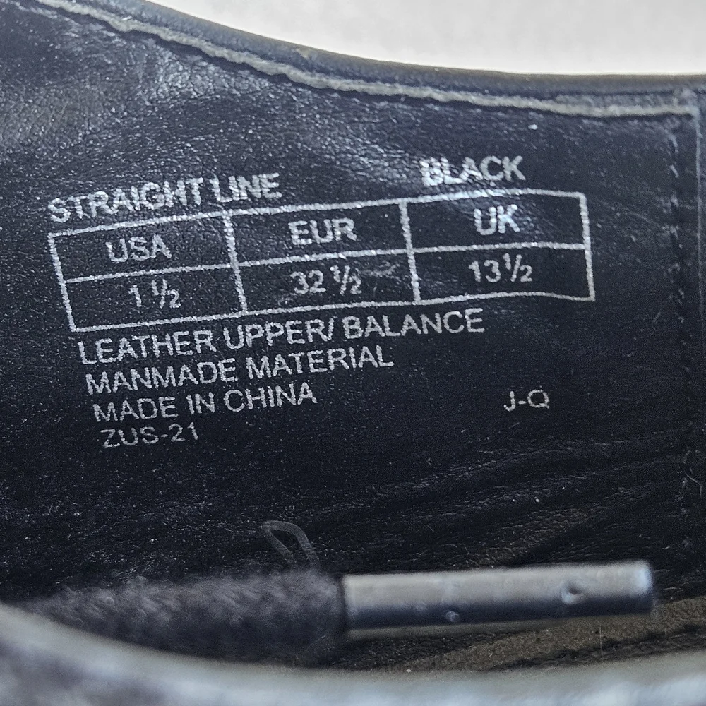 Kenneth Cole Straight Line Dress Oxford Shoe Black Youth SZ 1.5 Formal Tie